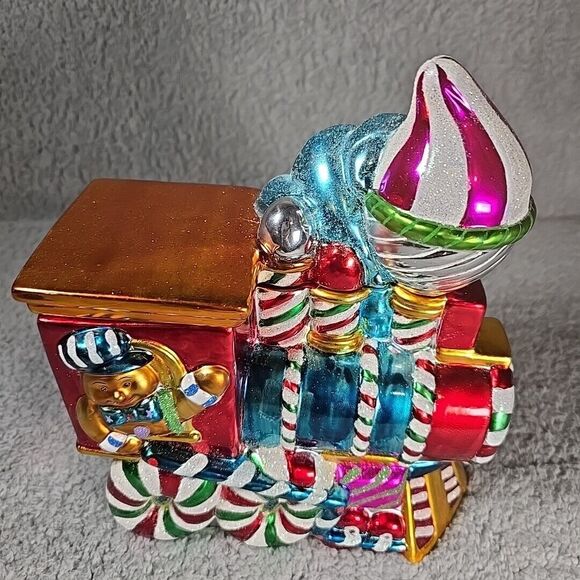 Christopher Radko Cookie Jar Candy Dish Train Colorful Christmas Holiday EUC - Picture 2 of 14